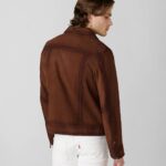 Men's Brown Suede Zip Leather Jacket