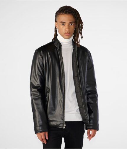 Men's Black Reversible Leather Jacket, men's jacket, men's leather jacket, men's black leather jacket, men's blazer jacket, black jacket, men's black jacket,Puffer jacket,men's black puffer jacket,men's leather puffer jacket, men's faux leather jacket, reversible jacket,men's reversible jacket, men's black reversible jacket