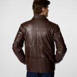 Brian Brown Leather Puffer Jacket