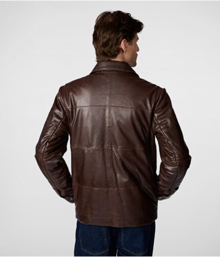 Brian Brown Leather Puffer Jacket