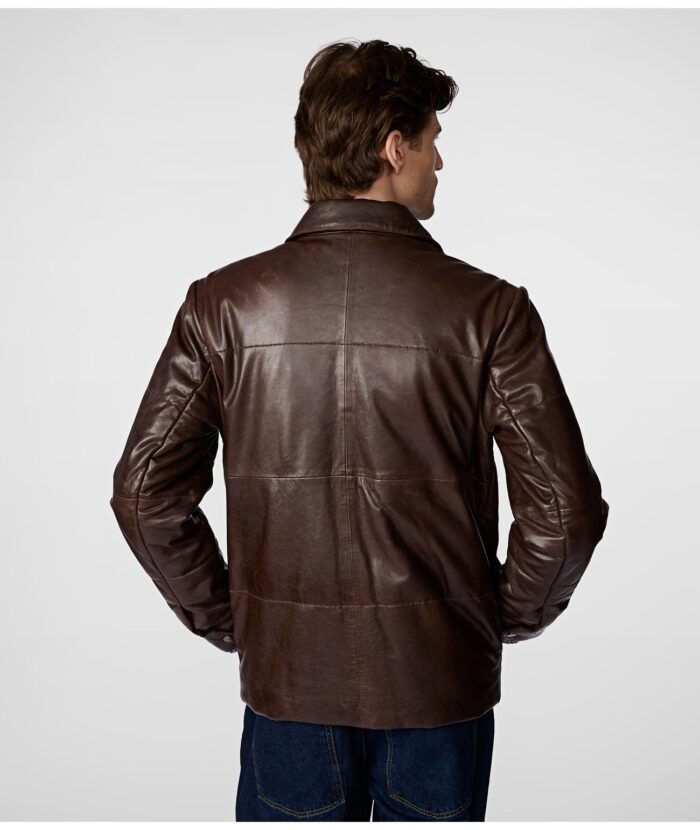 Brian Brown Leather Puffer Jacket