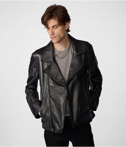 Men's Lapel Collar Moto Jacket,