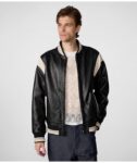 Men's Black Varsity Leather Jacket, varsity jacket, black varsity jacket, leather jacket,men's jacket,men's leather jacket, leather jacket