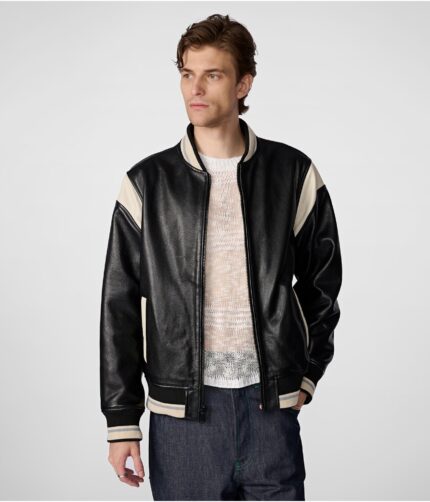 Men's Black Varsity Leather Jacket, varsity jacket, black varsity jacket, leather jacket,men's jacket,men's leather jacket, leather jacket