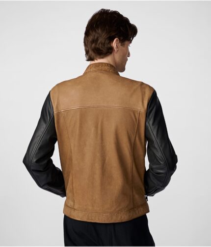 Men's Colorblock Leather Jacket