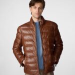 Men's Leather Puffer Jacket, puffer jacket, men's puffer jacket, brown puffer jacket, puffer leather jacket, brown puffer jacket, Distressed Puffer Jacket, Brown Leather Jacket, weleatherjacket