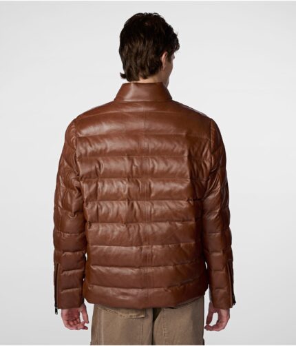 Men's Leather Puffer Jacket