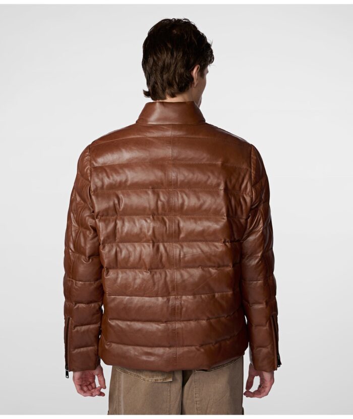 Men's Leather Puffer Jacket