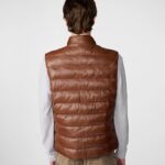 Men's Brown Leather Puffer Vest