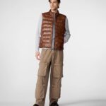 Men's Brown Leather Puffer Vest,puffer vest, brown puffer vest, leather vest, men's vest, men's puffer vest, men's leather puffer vest, men's brown vest, weleatherjacket