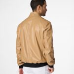 Men's Camel Bomber Leather Jacket