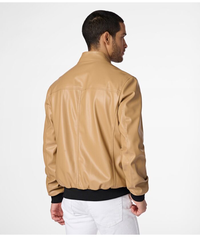 Men's Camel Bomber Leather Jacket