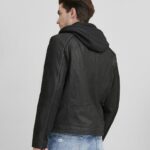 Men's Vintage Leather Hooded Jacket