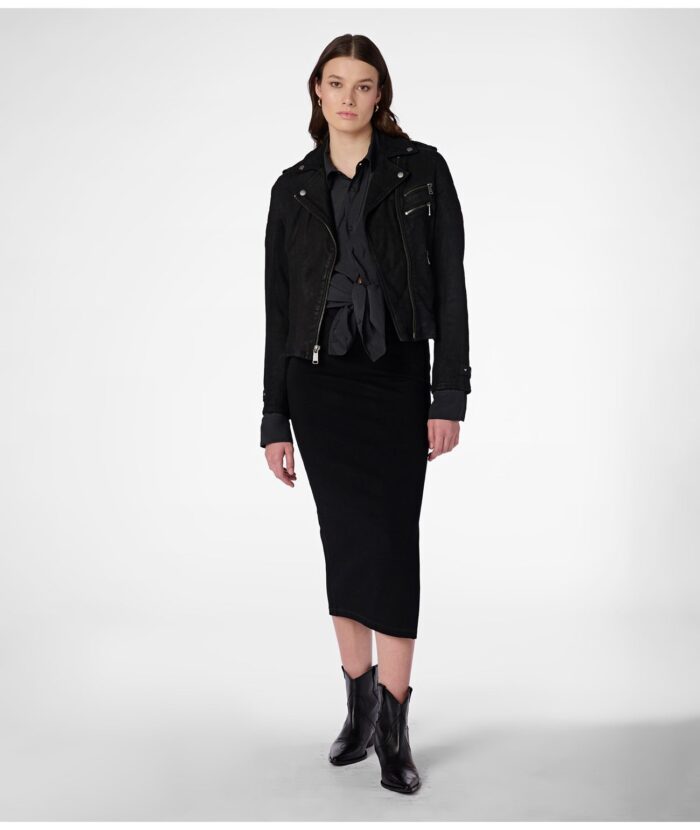 Danielle Quilted Shoulder Biker Jacket,