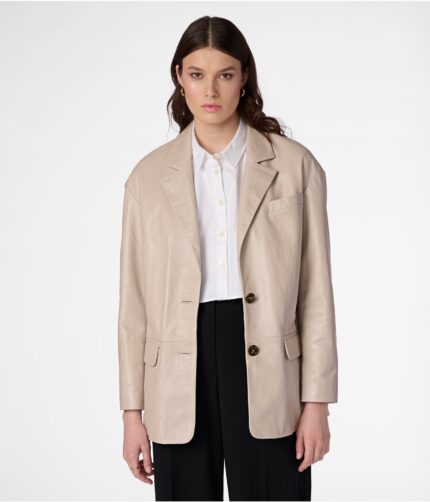 Teresa Cream Blazer Leather Coat, leather coat, womens leather coat, Cream coat, Cream leather coat, breasted coat, double breasted coat,trench coat, trench leather coat, womens coat, soft trench coat, leather coat,Cream coat, Cream leather coat, womens Cream coat, teresa coat, teresa leather coat, teresa cream coat