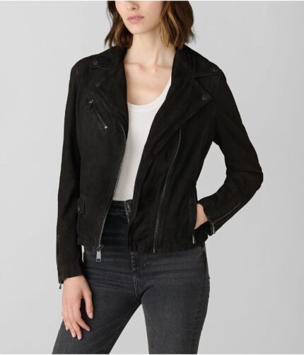Women's Black Hooded Leather Jacket,