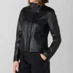 Donna Button Black Leather Jacket,