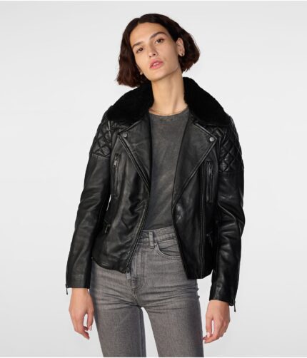 Women's Removeable Shearling Collar jacket