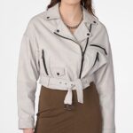 Women's Oversized Cropped Leather Jacket