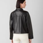 Women's Button Leather Jacket