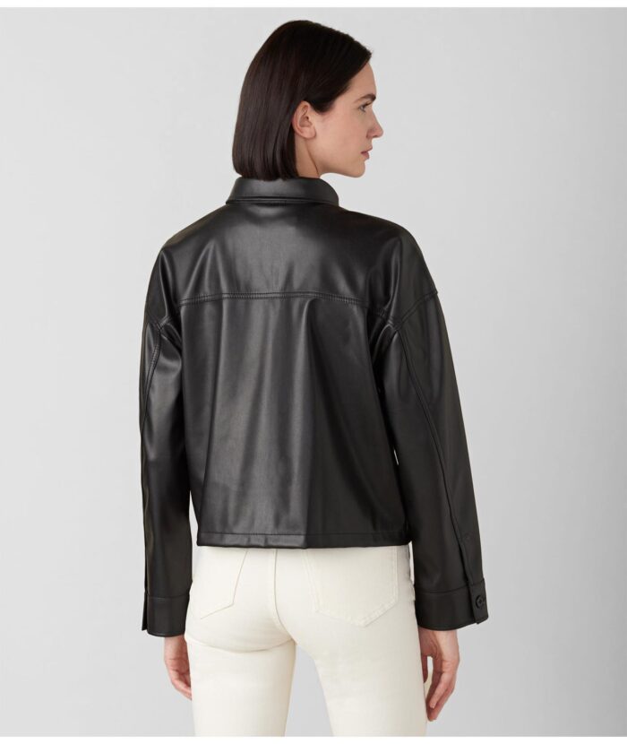 Women's Button Leather Jacket