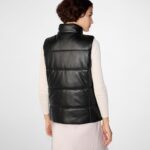 Women's Leather Puffer Vest