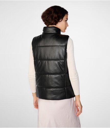 Women's Leather Puffer Vest