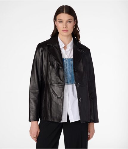 Women's Thinsulate Blazer Leather Jacket, womens blazer leather jacket, thinsulate jacket,womens jacket, womens leather jacket, black leather jacket, black blazer leather jacket, thinsulate leather jacket, thinsulate black jacket,weleatherjacket