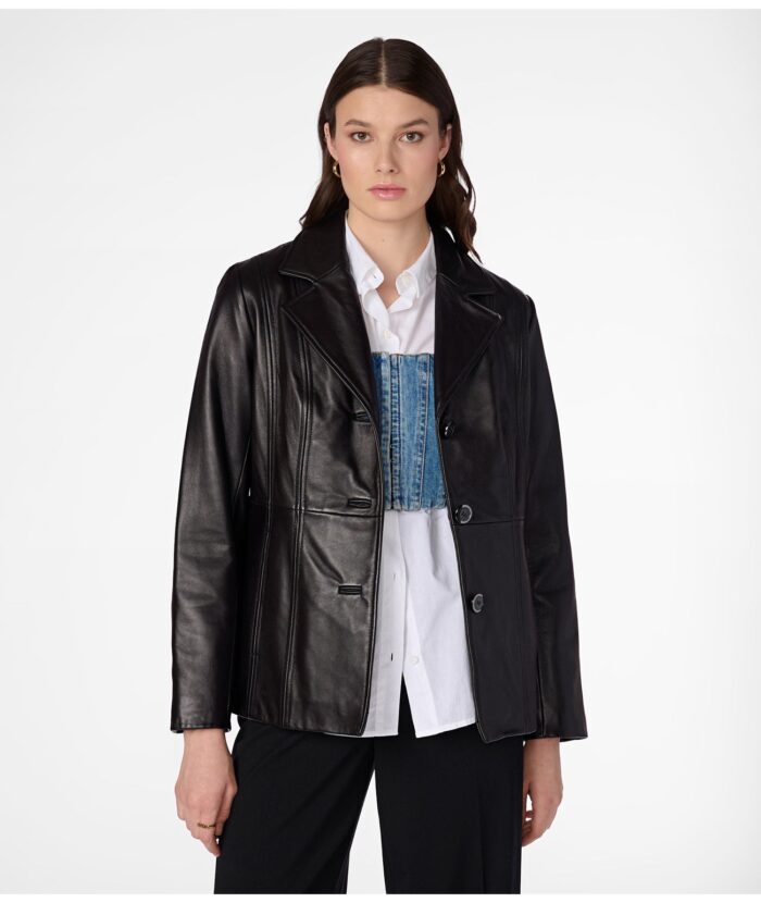 Women's Thinsulate Blazer Leather Jacket, womens blazer leather jacket, thinsulate jacket,womens jacket, womens leather jacket, black leather jacket, black blazer leather jacket, thinsulate leather jacket, thinsulate black jacket,weleatherjacket