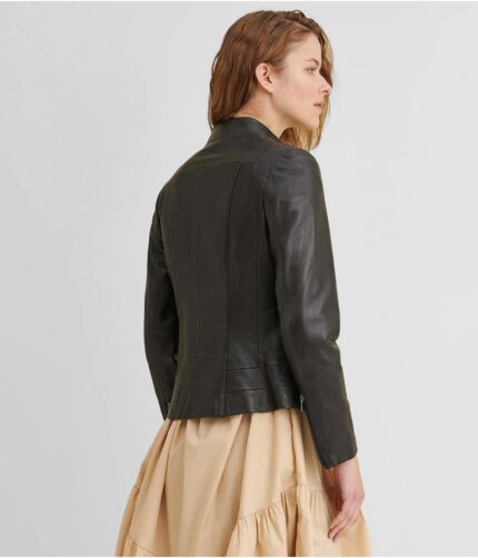 Julia Black Leather Scuba Jacket