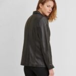 Women's Black Collar Leather Jacket