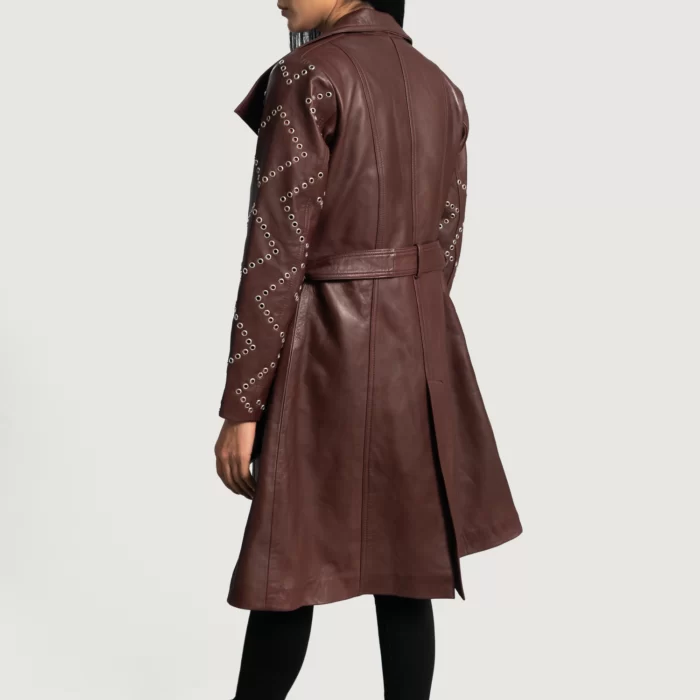 Women's Maroon Belted Trench Coat