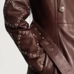 Women's Maroon Belted Trench Coat