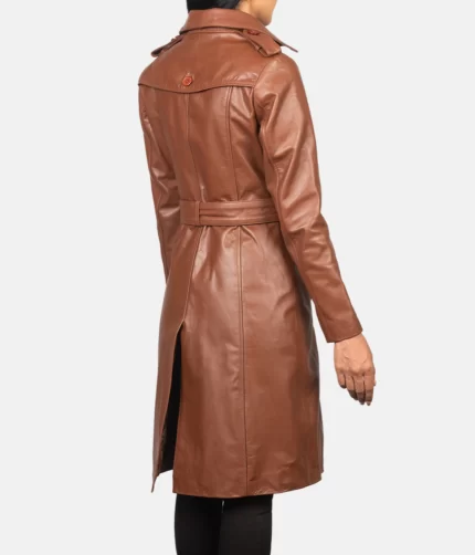 Women's Brown Trench Leather Coat