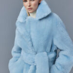 Women's Shearling Blue Leather Coat