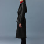 Women's Black Belted Leather Coat