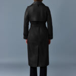 Women's Black Belted Leather Coat