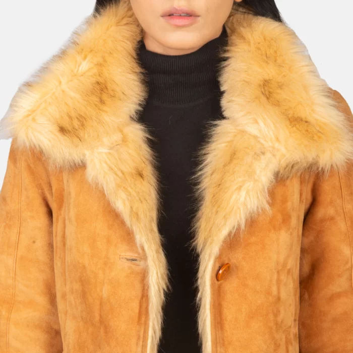 Women's Shearling Beige Leather Coat