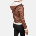 Women's Brown Hooded Shearling Jacket