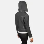 Women's Black Hooded Shearling Jacket